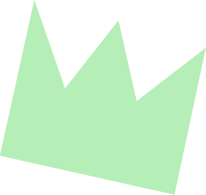 A green jagged shape resembling a stylized crown or mountain peaks on a black background.