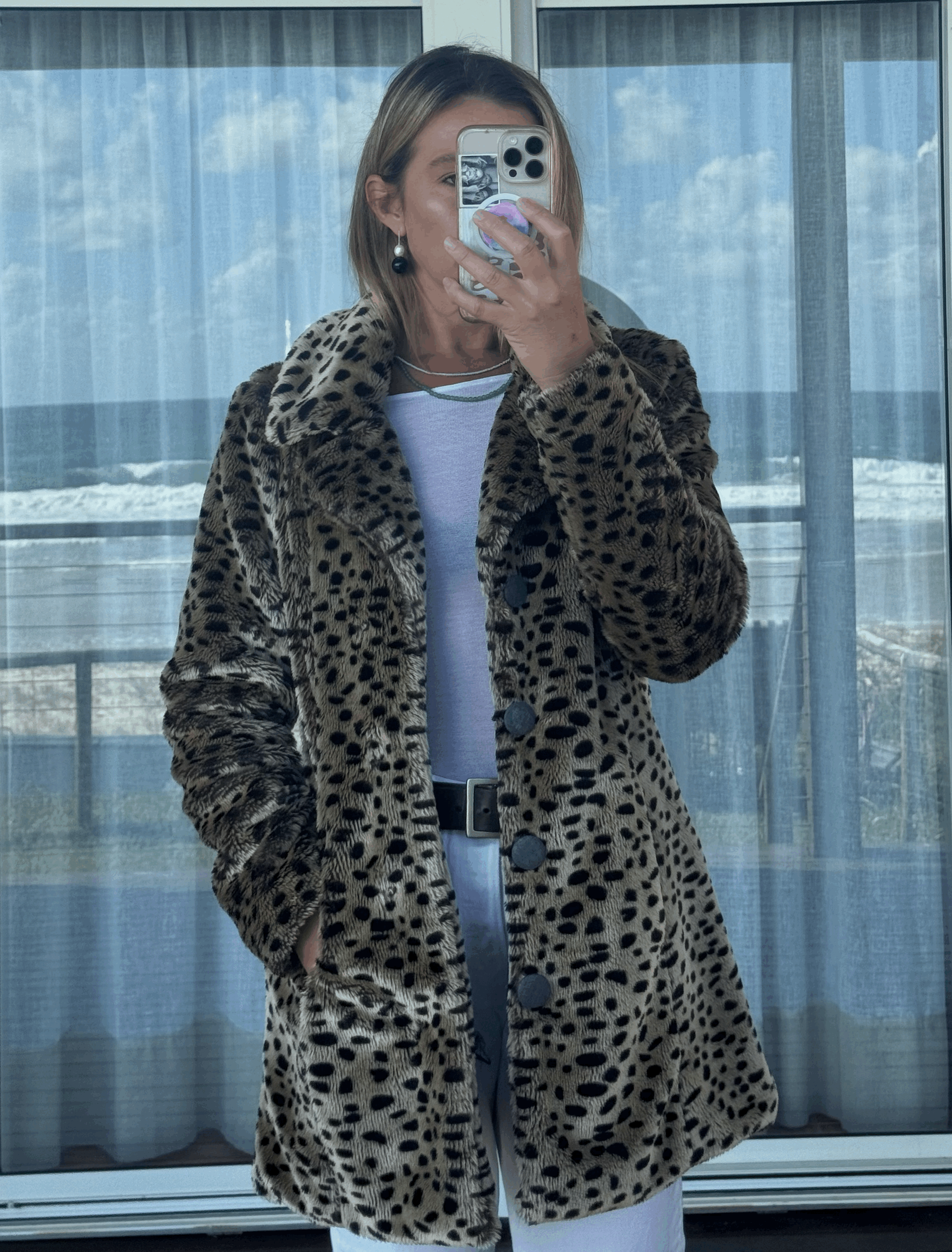 Faux Fur Leopard Print Jacket