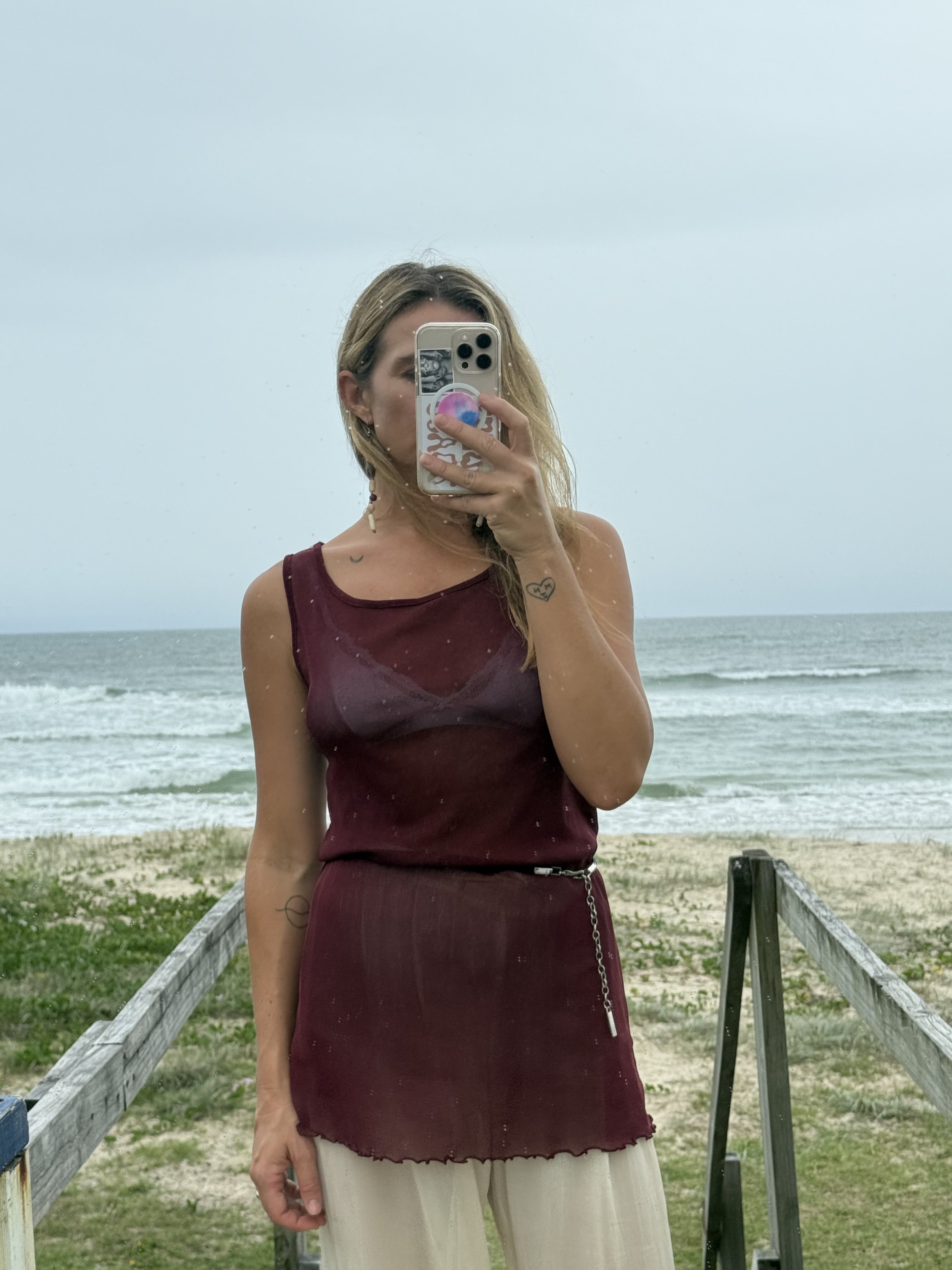 Burgundy Sheer Top/Dress