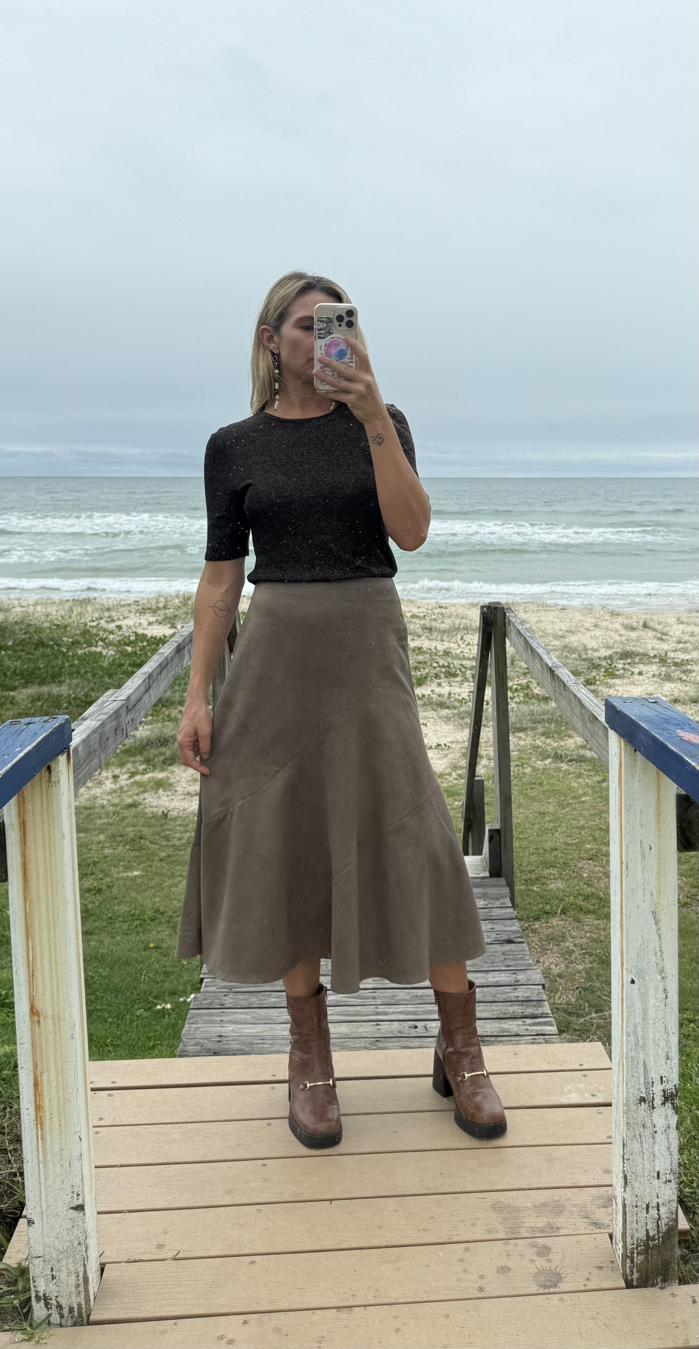90's Chocolate Brown Midi Skirt