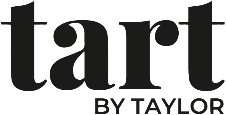 The image features the word "tart" in large black letters, with the phrase "BY TAYLOR" in smaller black text underneath.