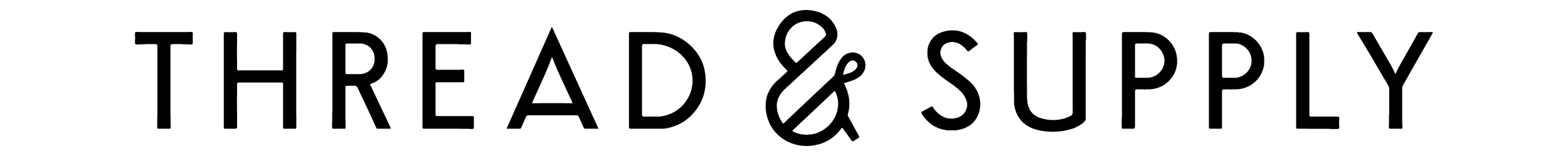 Text logo reading 'Thread & Supply' with outlined letters.