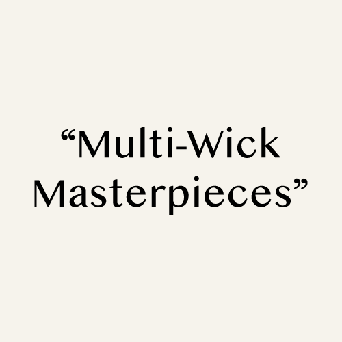 Quote text reading "Multi-Wick Masterpieces" on a plain light-colored background