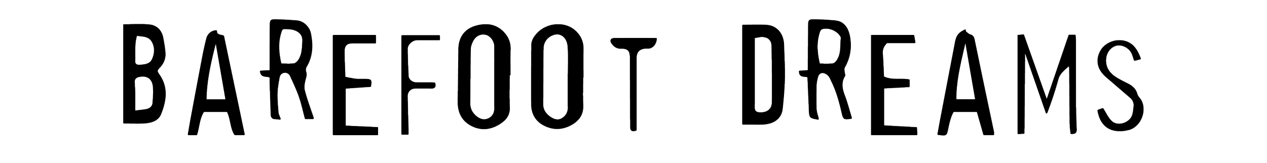 Text in black outline style that reads "Barefoot Dreams".