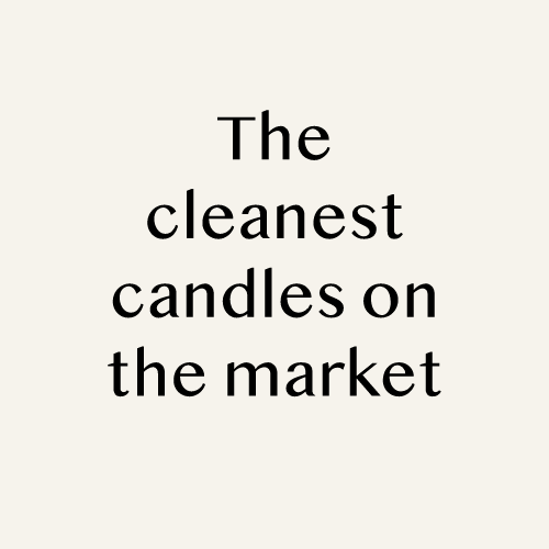 Text saying 'The cleanest candles on the market' on a light background.
