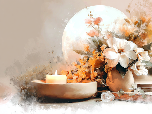 zachte watercolor weergave van een nieuwemaanritueel onder de nieuwe maan in schorpioen op 20 november 2025.