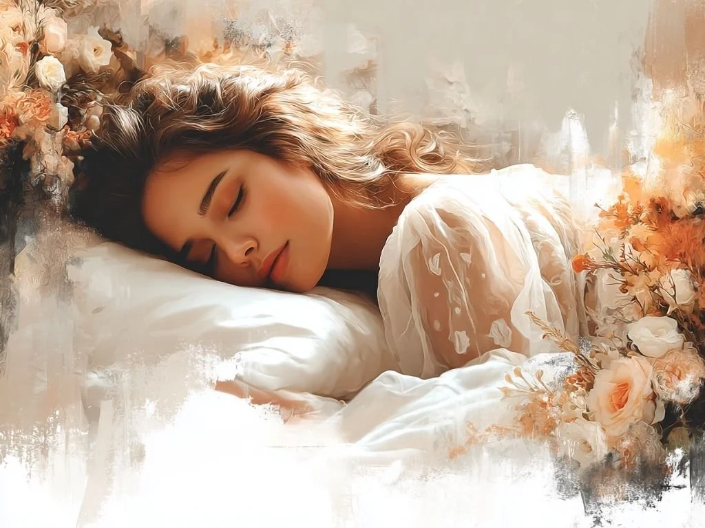 De heilige slaap van Doornroosje als symbool van vrouwelijke rust en belichaming