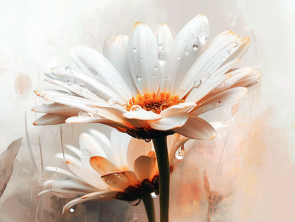 Close-up van een madeliefje met dauwdruppels als symbool voor innerlijke kracht