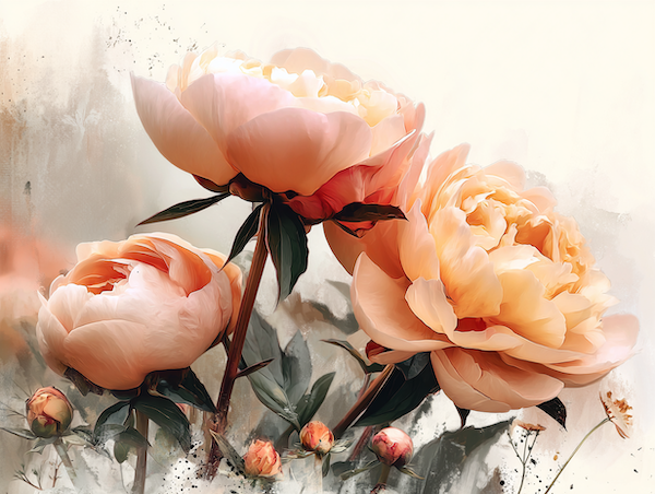 Zachte roze pioenrozen in volle bloei in een romantische tuin