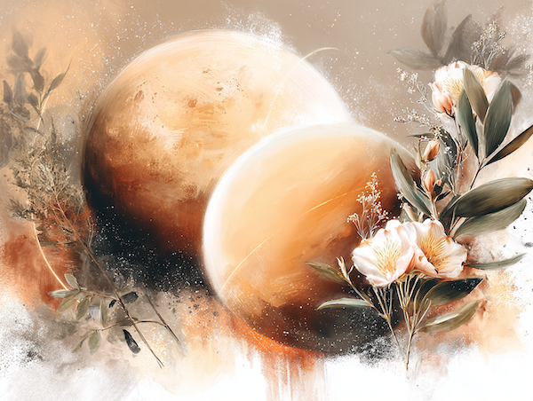 Spirituele illustratie van de maanbaan met perigeum en apogeum