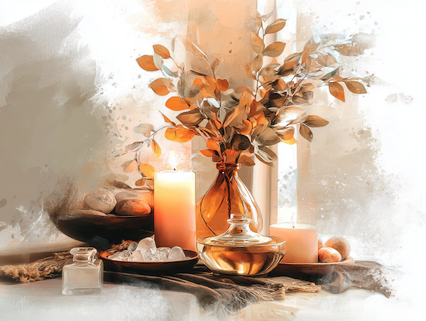 Zacht vrouwelijk maanritueel tijdens de Sneeuwmaan met kaarslicht en kristallen