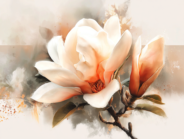 Close-up van een magnolia bloem die opent in zacht ochtendlicht als symbool voor nieuw begin.