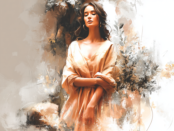 Vrouw in pure natuur als symbool voor zijn, rust en thuiskomen in jezelf