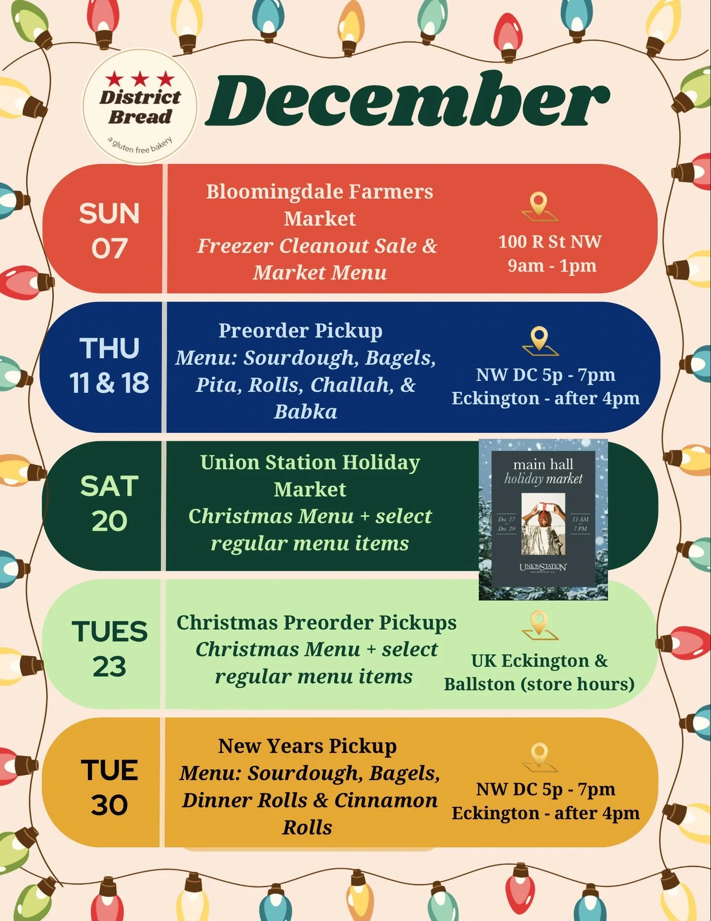 Christmas menu is launching soon! Here is where you&rsquo;ll be able to find us this month. In addition to Christmas items, you&rsquo;ll be able to preorder select items from our normal menu as well - including cinnamon rolls! 

✨ Dec 07 Freezer clea