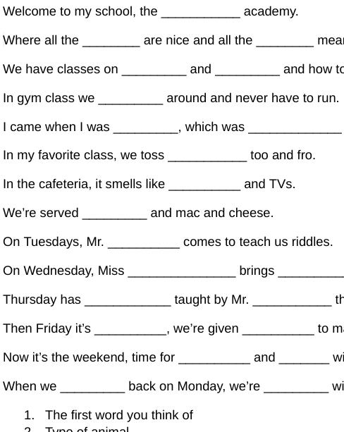 (Academy) Fill-In-The-Blank Poem 3