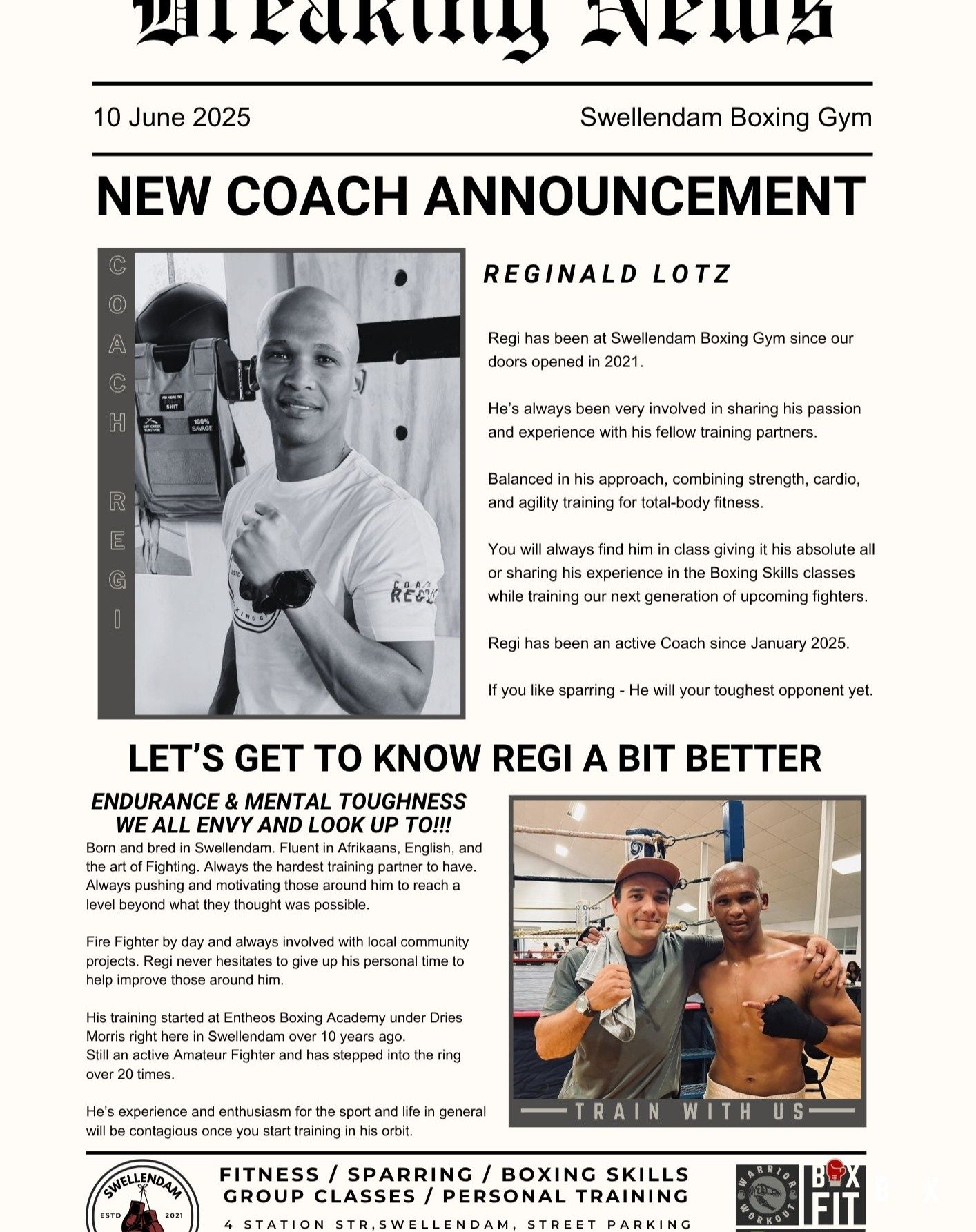 Get to know Coach Regi a little bit better.

Endurance &amp; Mental toughness we all envy and look up to!!!