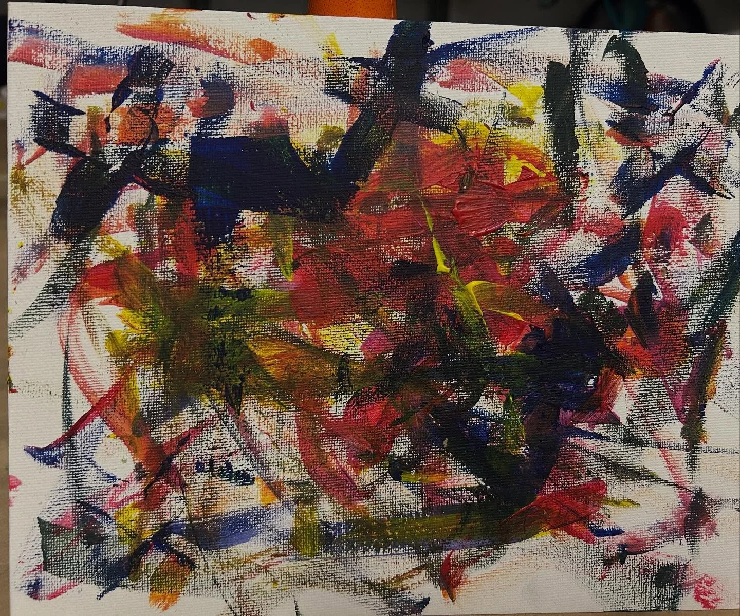 The most thoughtful girl I&rsquo;ve had in my studio. Talia! She thinks she&rsquo;s not an artist but no one can argue with proof. @nicoledevinette #abstract #feelings #justpaint #kidsclasses #westonkids