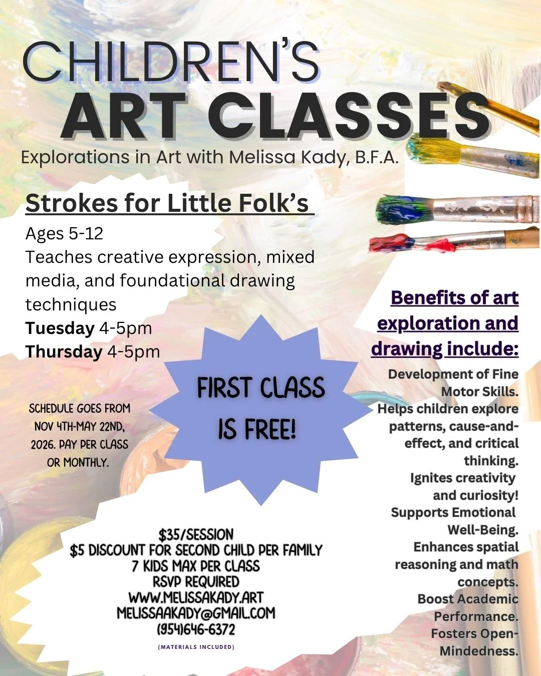 🎨✨ Kids Art Classes Are Back! ✨🎨

Calling all young artists ages 5&ndash;12! My Kids Drawing &amp; Painting Classes start next month in my cozy garage studio, and I can&rsquo;t wait to get creative together!

🖌️ We&rsquo;ll explore drawing techniq