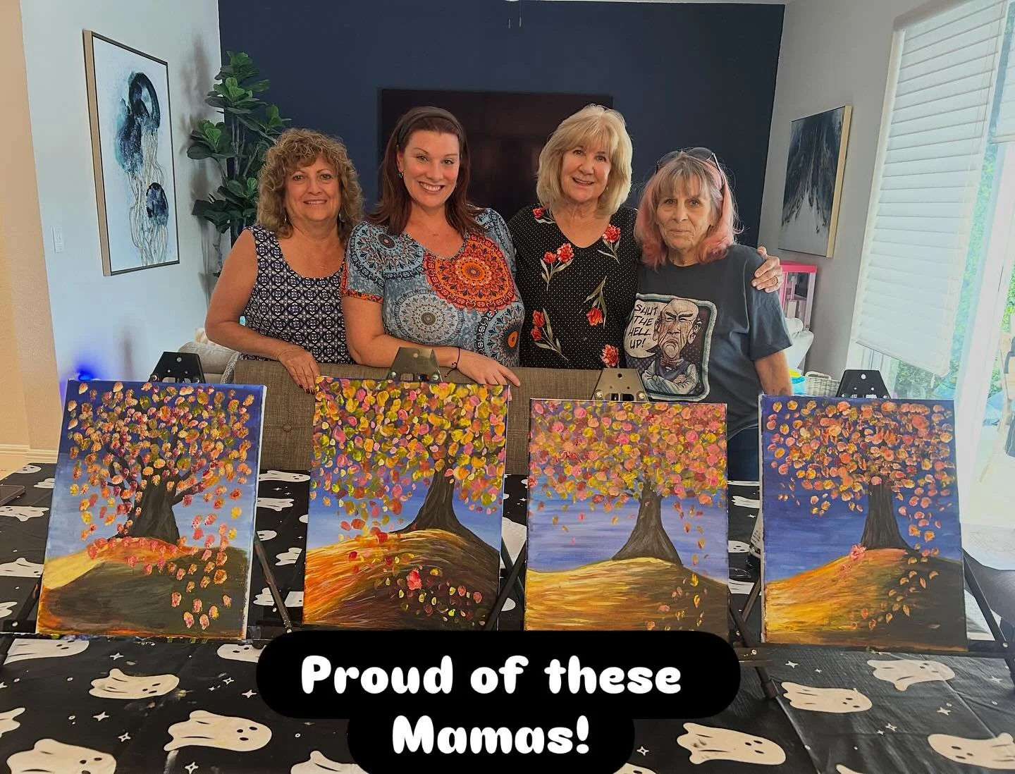 A fun Mama paint &amp; brunch today! We had a super fun time sipping on sangria and painting these beautiful fall trees! #paintandsipfun🍷 #paintnight #girlsnight #artandwine #creativity #momtime