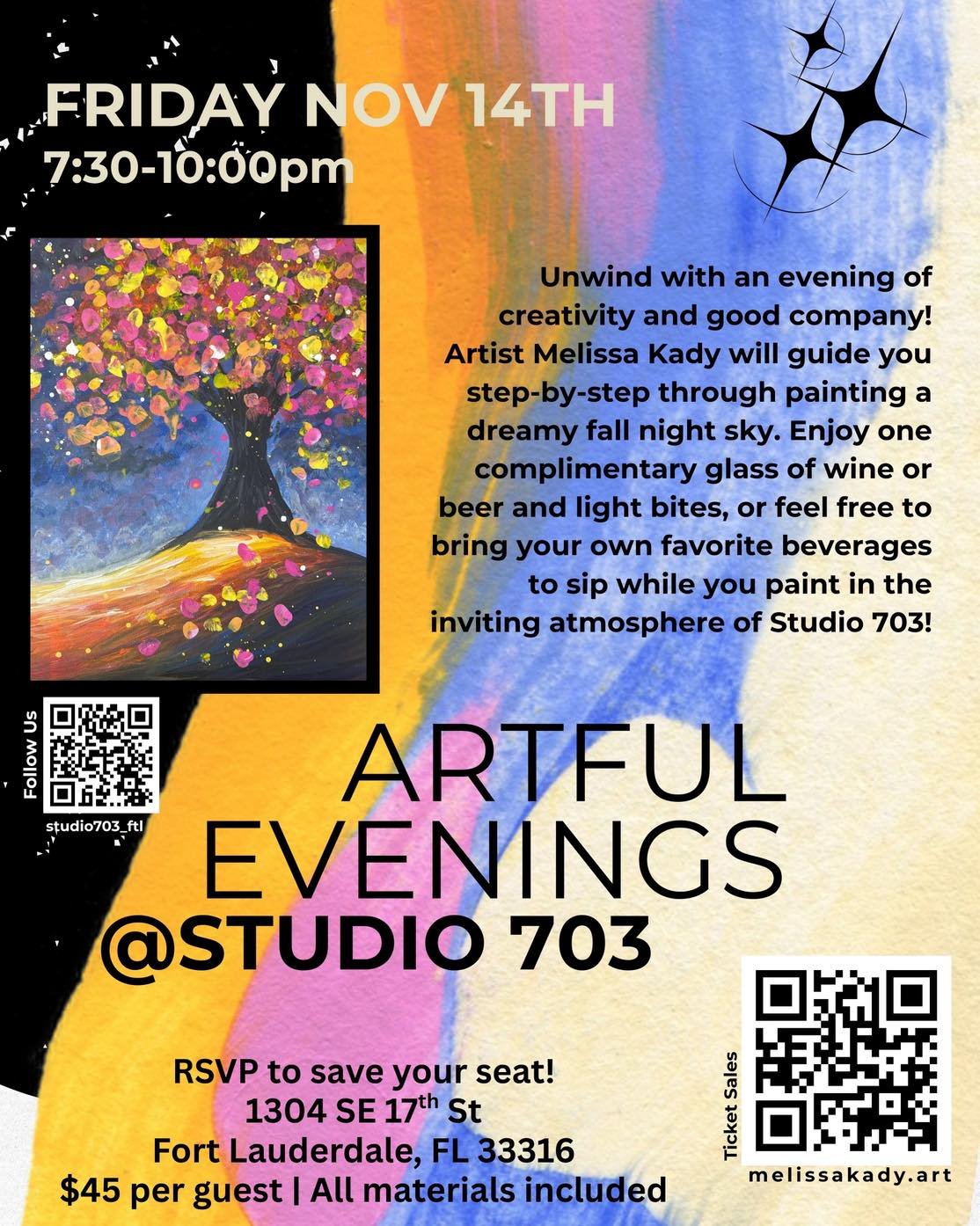 ✨ Unwind, sip, and paint the night away!
Join us for Artful Evenings &mdash; a relaxing night of creativity, color, and connection. No experience needed &mdash; just bring your imagination (and your favorite drink)! 🍷🎨
