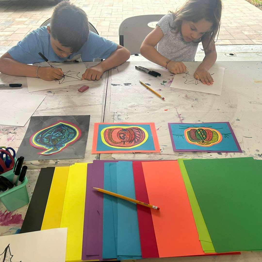 Some fall leaf zen doodles we did in November!  #kidsart #westonartclasses #westonkids