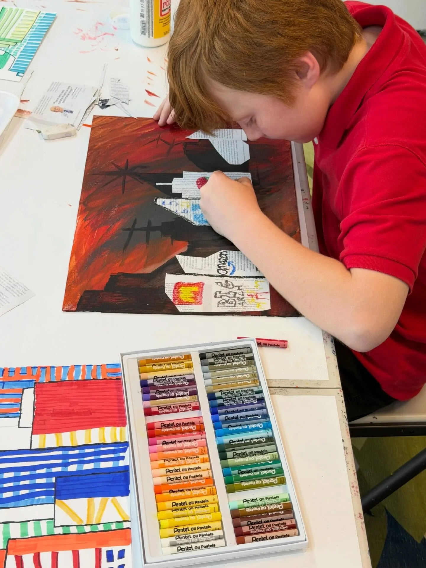 After a little spring hiatus, we&rsquo;ve come back to finish up our mixed media city scapes! #oilpasteldrawing #artclassesforkids #westonflkids #westonartclasses #kidswhocreate