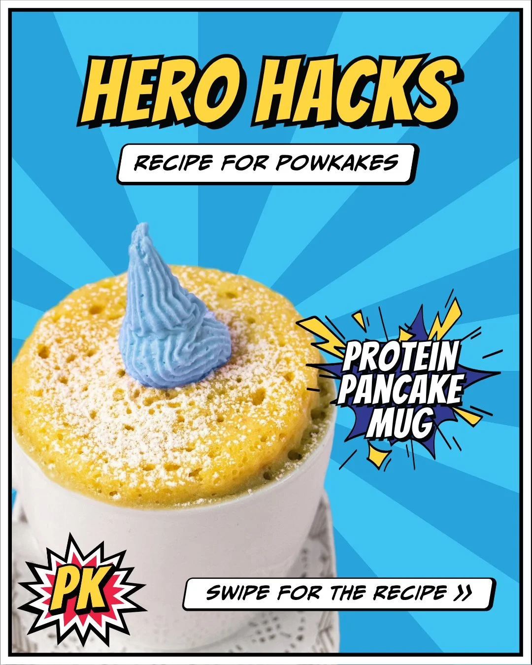 💥 HERO HACK ALERT! 💥
Your new superpower? Making protein pancakes in a MUG in under 2 minutes! 🦸&zwj;♀️

Top with fruit, nut butter, or go full superhero mode with all the toppings! 🍓🥜

Swipe for the full recipe ➡️

#PowKakes #HeroHacks #Recipes