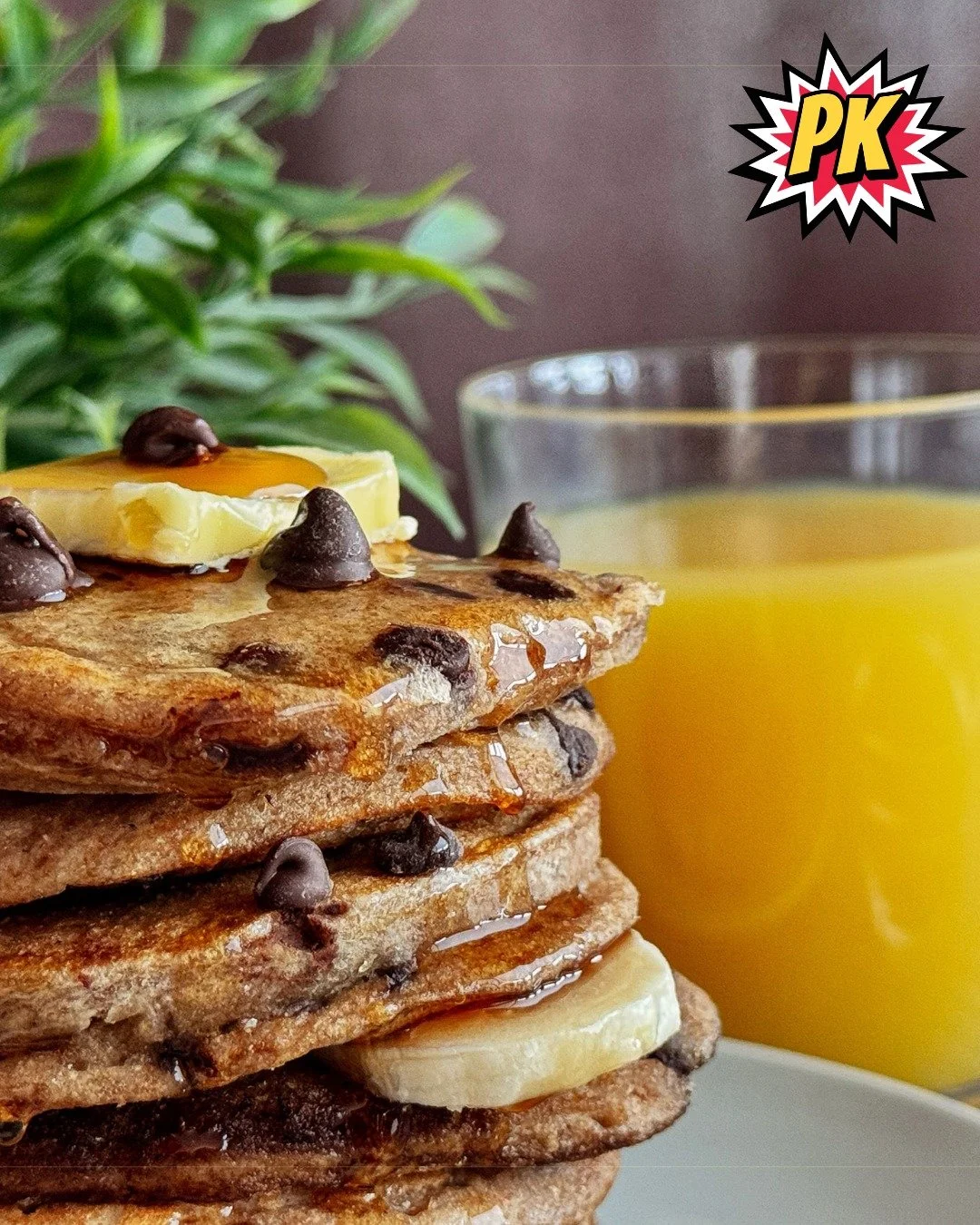 Stacked with chocolate chips, topped with banana, and powered by protein&mdash;these PowKakes are ready to power your day! 🍫🍌💥 Who knew breakfast could be this heroic?

#BreakfastSuperpowers #PowKakes