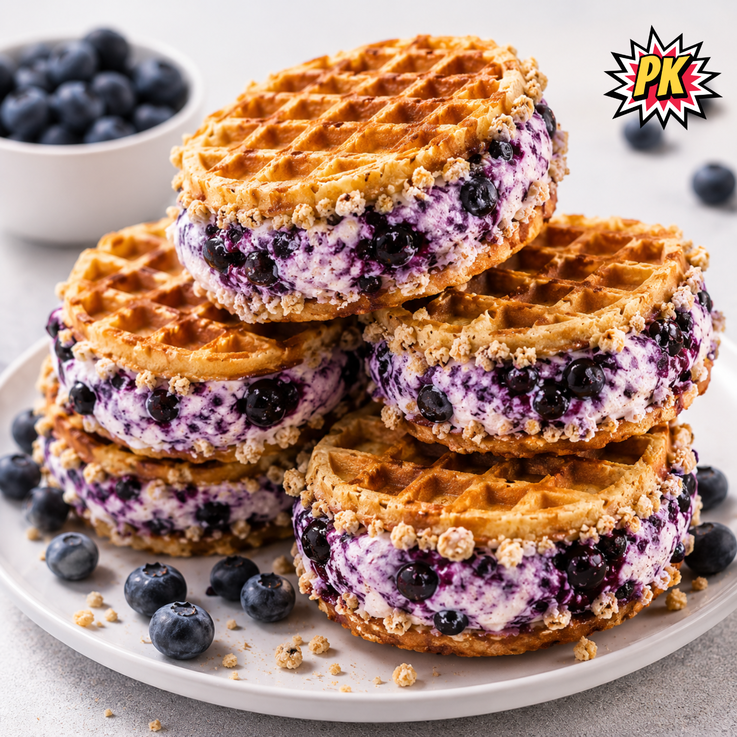 Blueberry Waffle Ice Cream Sandwiches