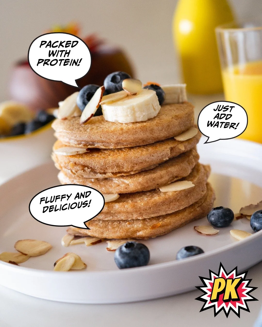 Some breakfasts have a lot to say. 🥞💬"Just add water." "Packed with protein." "Fluffy and delicious."

We're not sure which is our favorite part&mdash;but we're pretty confident your first bite will settle the debate. 