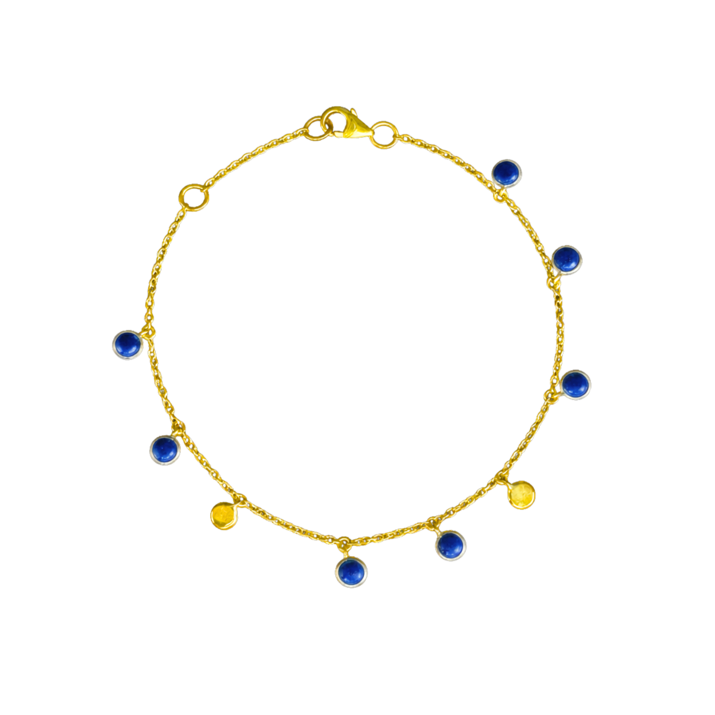 Lapis Lazuli Infinity Bracelet with Gold Round Drops
