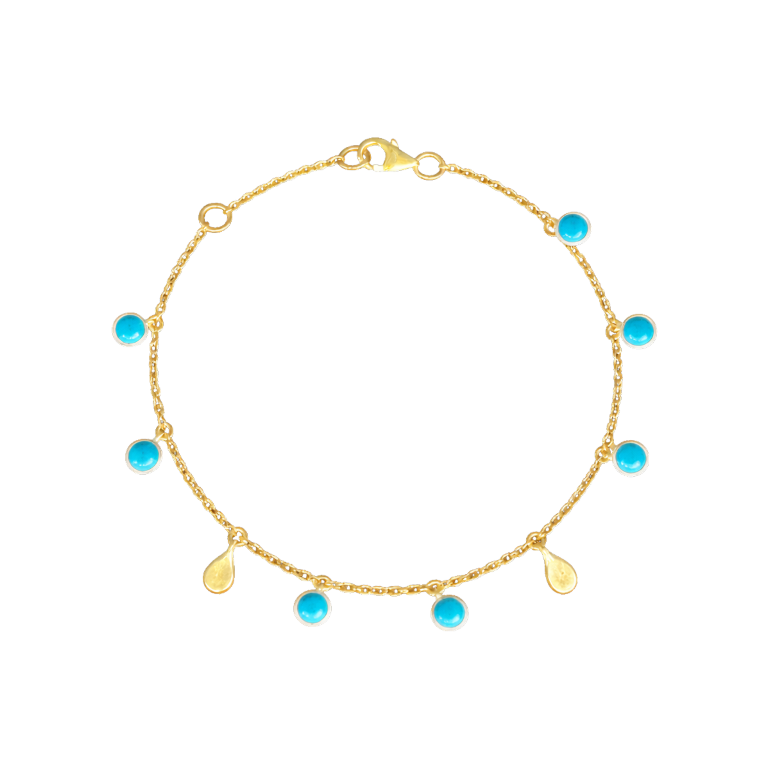 Turquoise Infinity Bracelet with Gold Teardrops