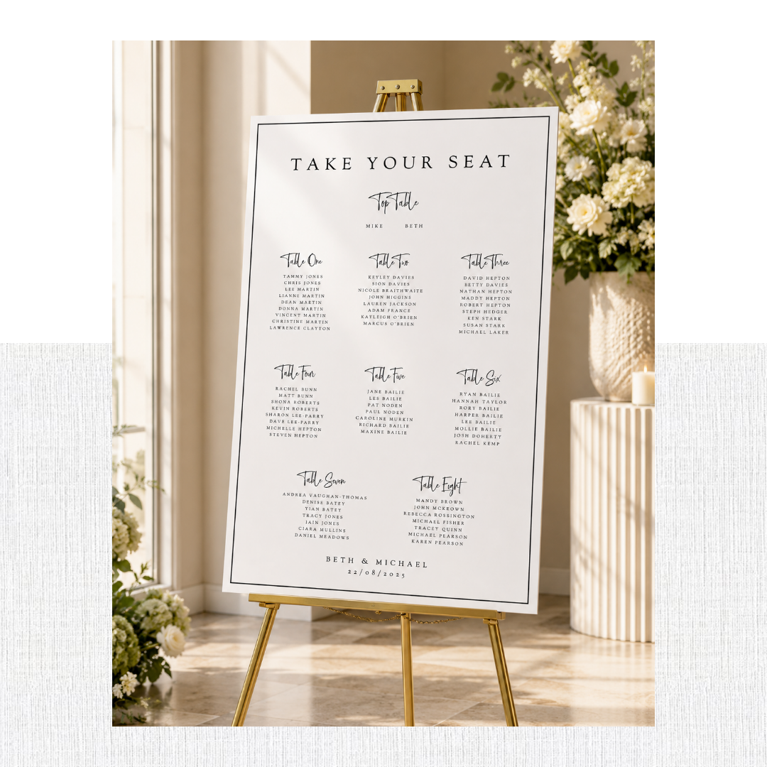 Luxury Wedding Seating Plan Sign | Wedding Table Plan | Personalised Wedding Signage