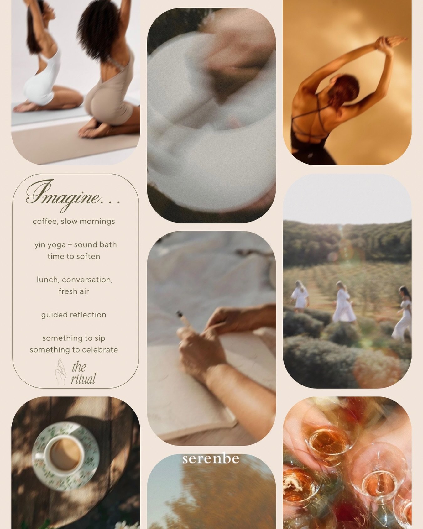 imagine a day that feels like yours again🌸✨

you start at Coffee Minro Studio
meeting your people, easing into the morning

then move into yin yoga + a sound bath
time to soften, slow down, come back to yourself

we&rsquo;ll head to The Hill for lun