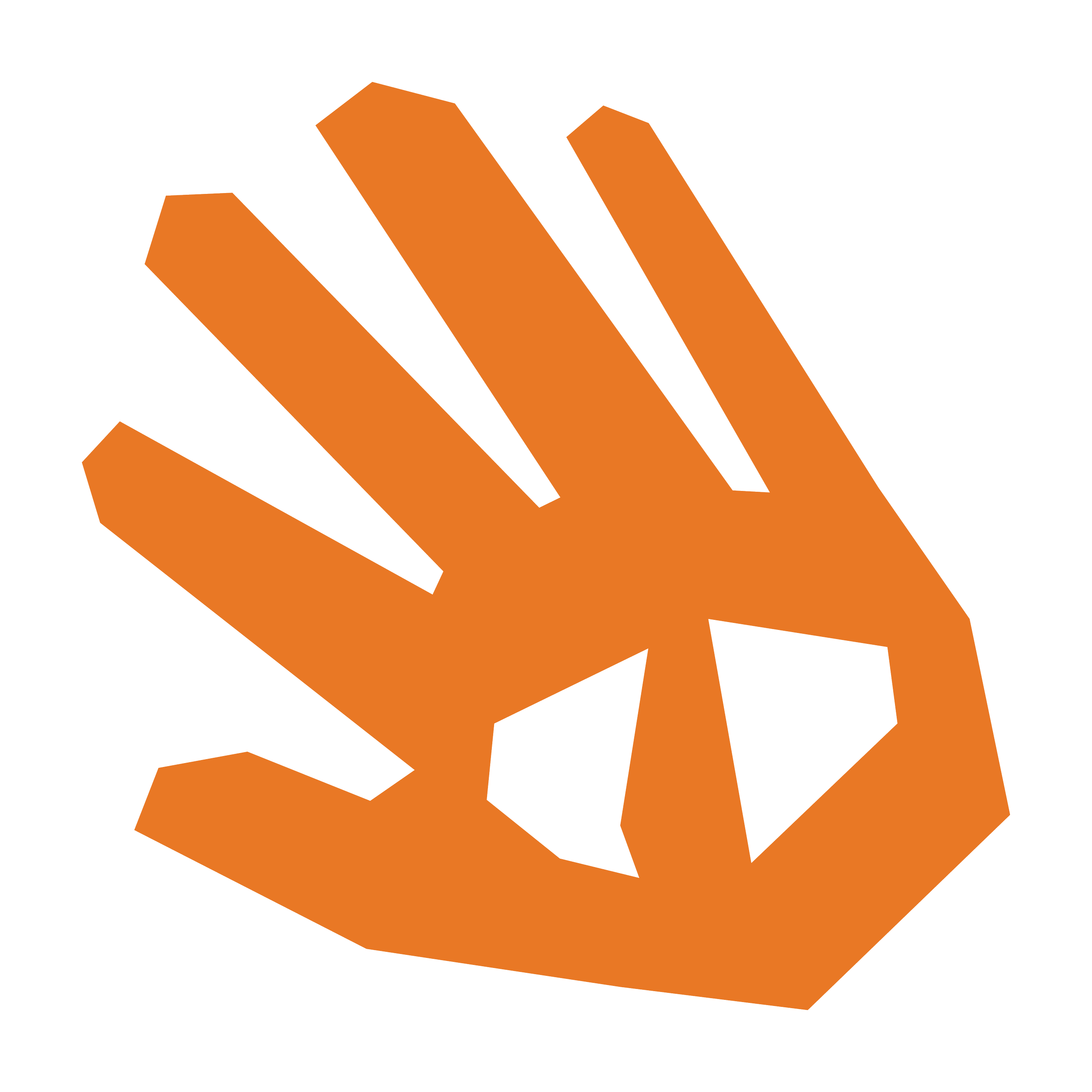 Orange and black geometric design with diagonal shapes and shadows.