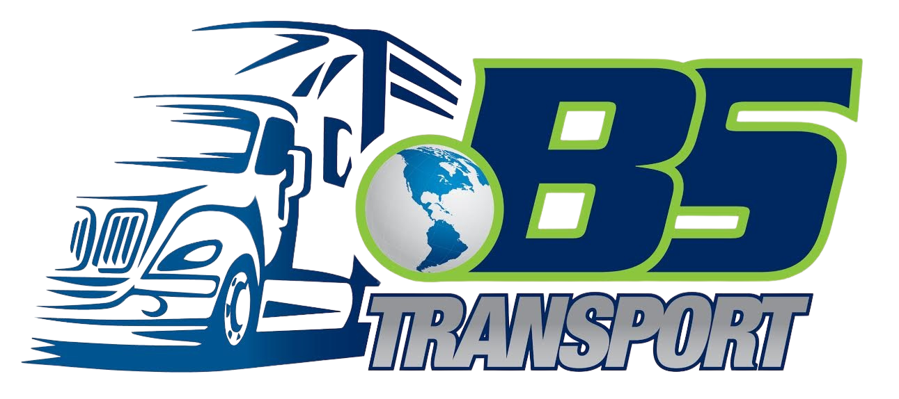 Logo featuring a blue truck, a globe, and the text 'B3 TRANSPORT' in large green and blue letters.
