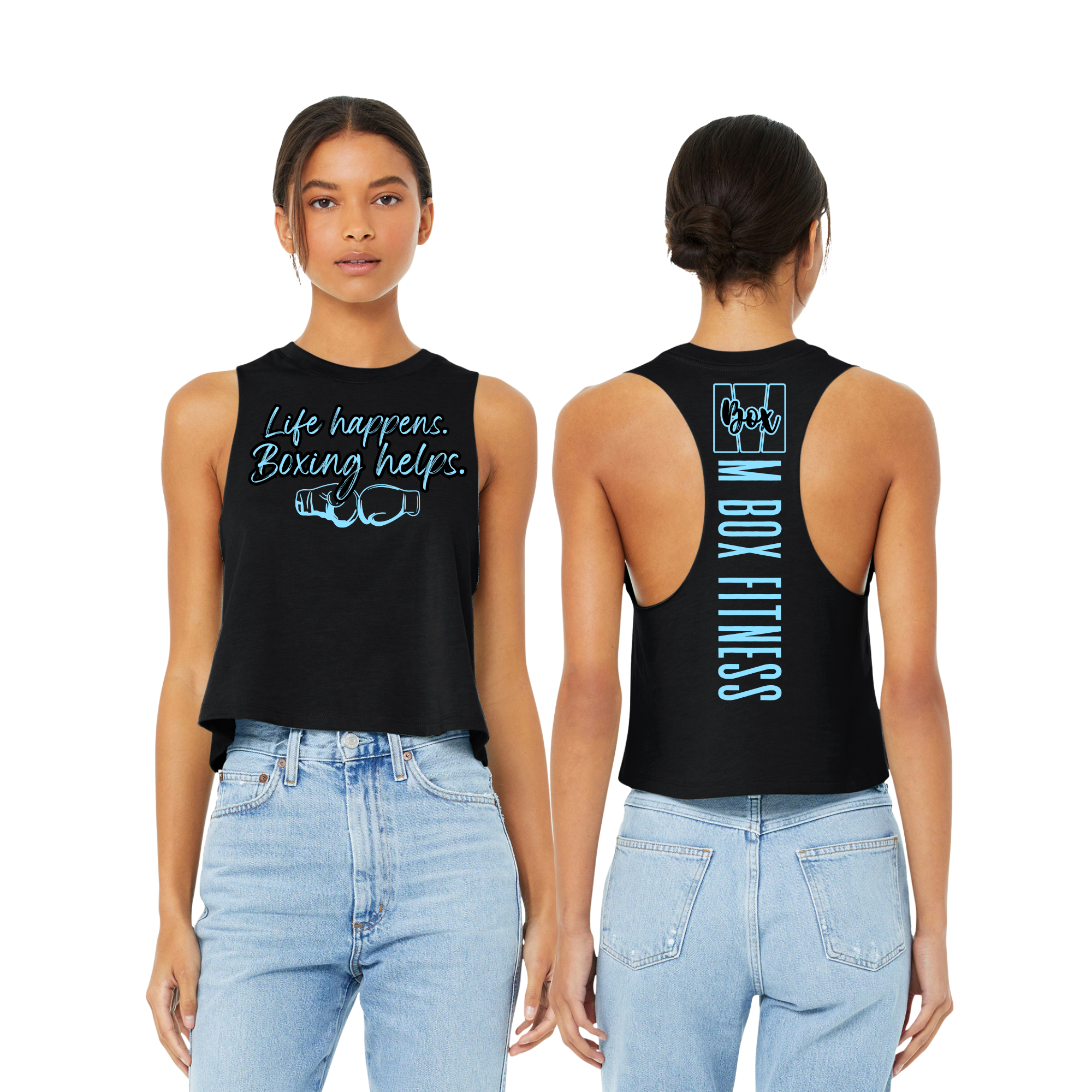 Life Happens Boxing Helps, an M Box Fitness Tank