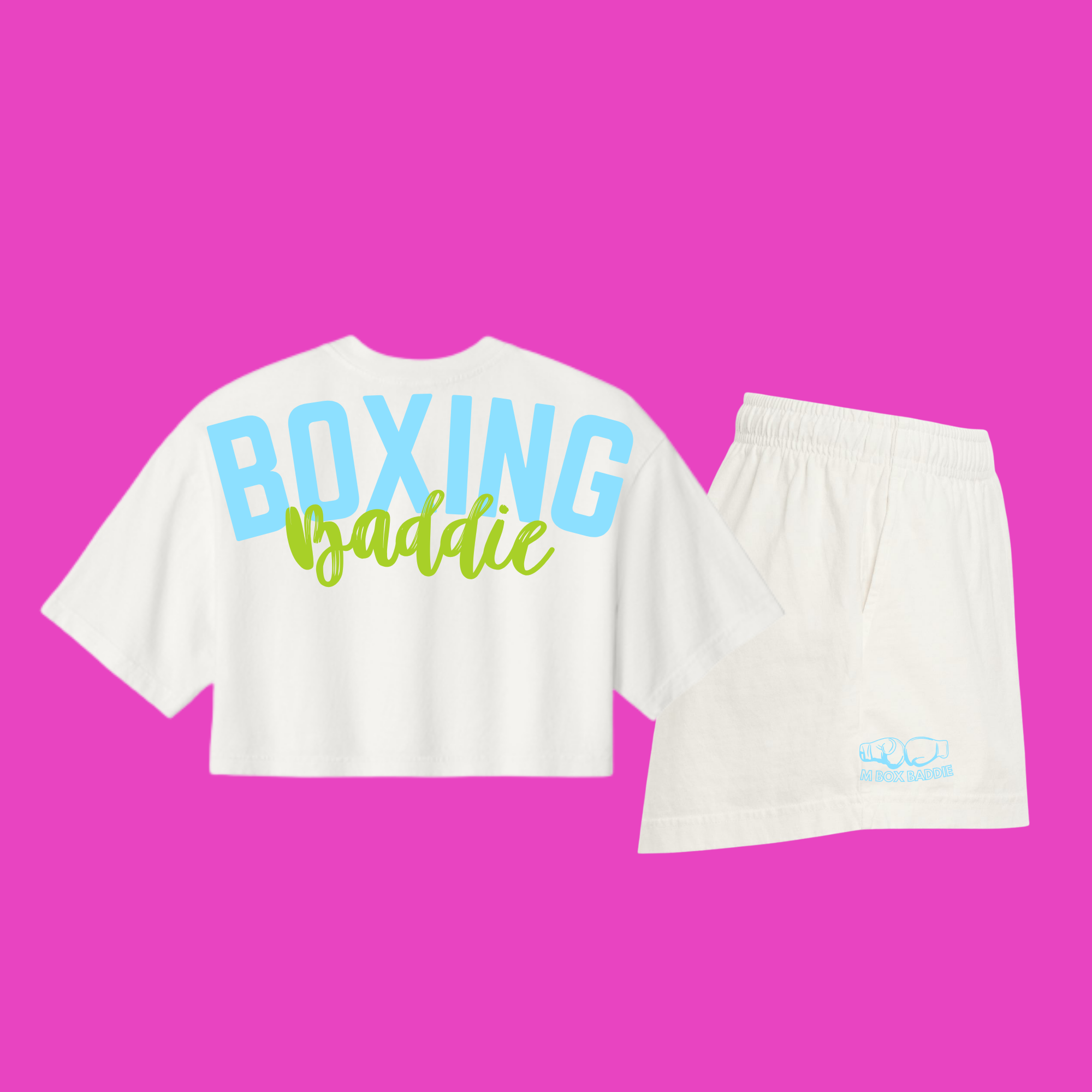 The Boxing Baddie Set in Vintage White
