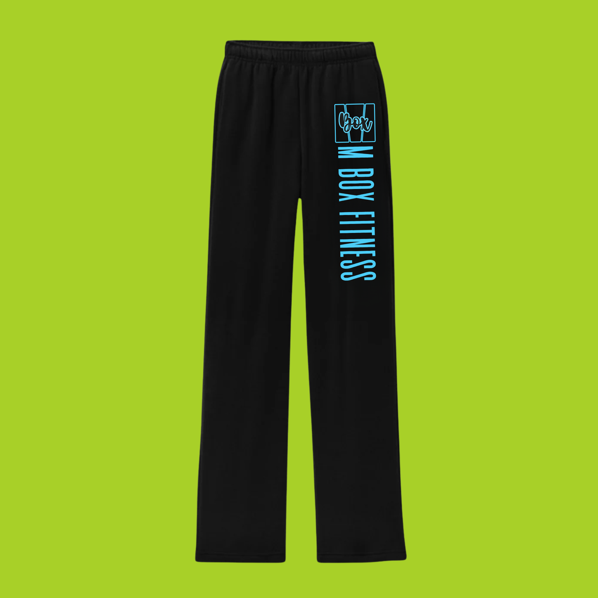 Black Sweatpants with M Box Fitness logo in blue