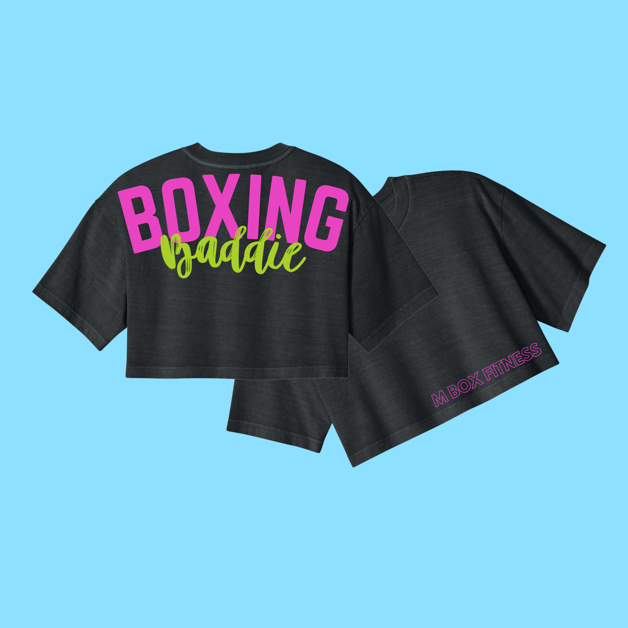 Boxing Baddie Crop by M Box Fitness in Washed Black