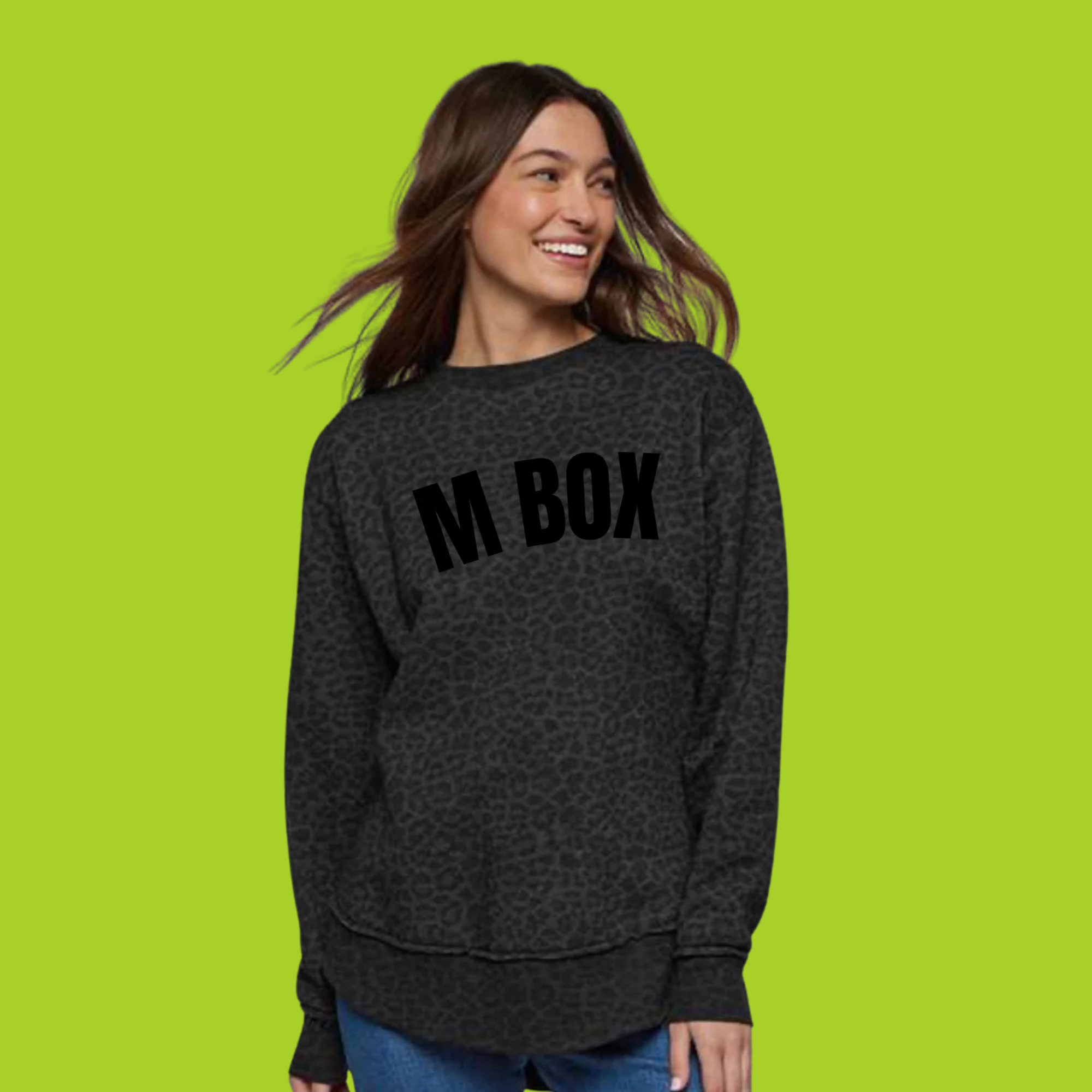 M Box Crew Sweater in Leopard/Black