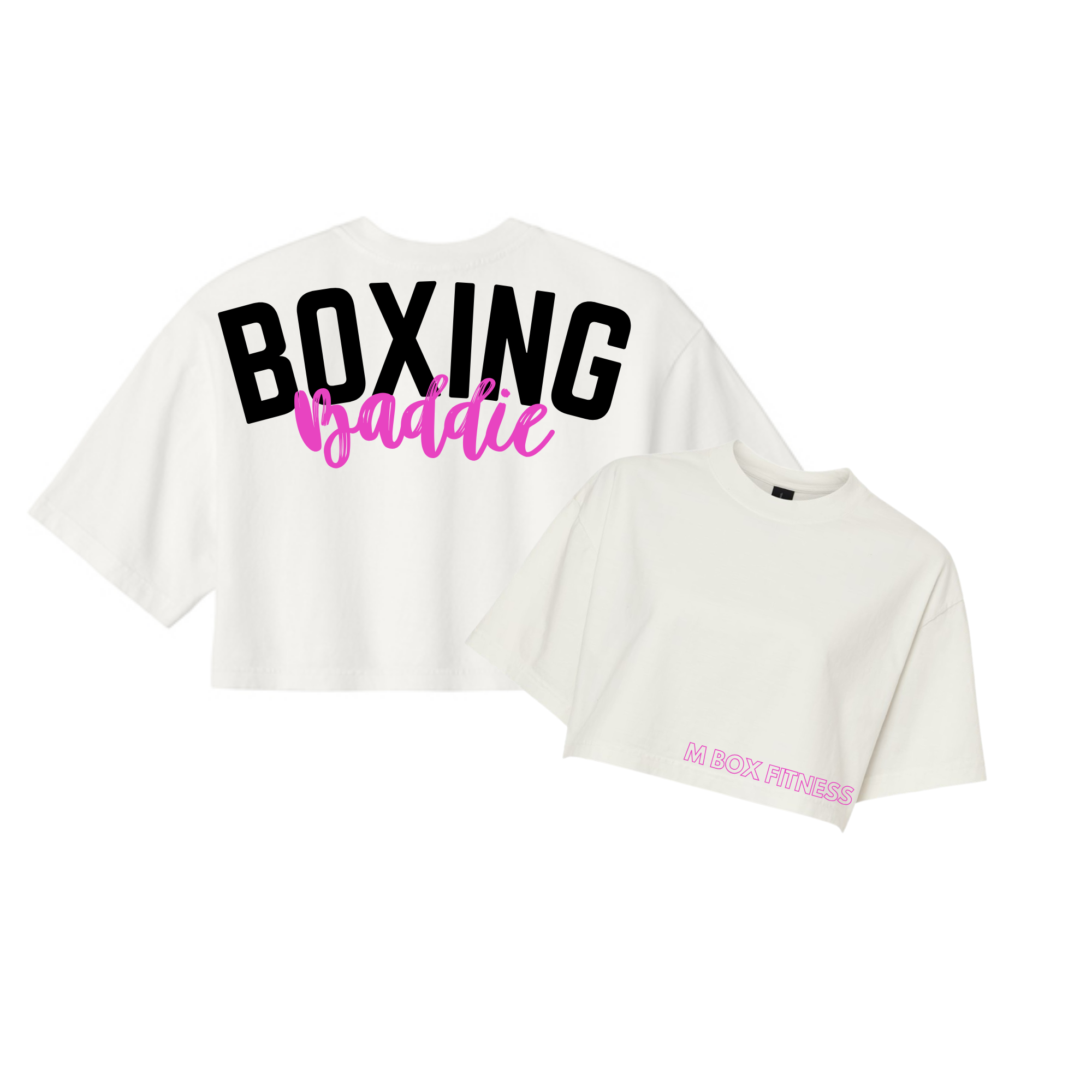 M Box Fitness - Boxing Baddie Crop Top in White