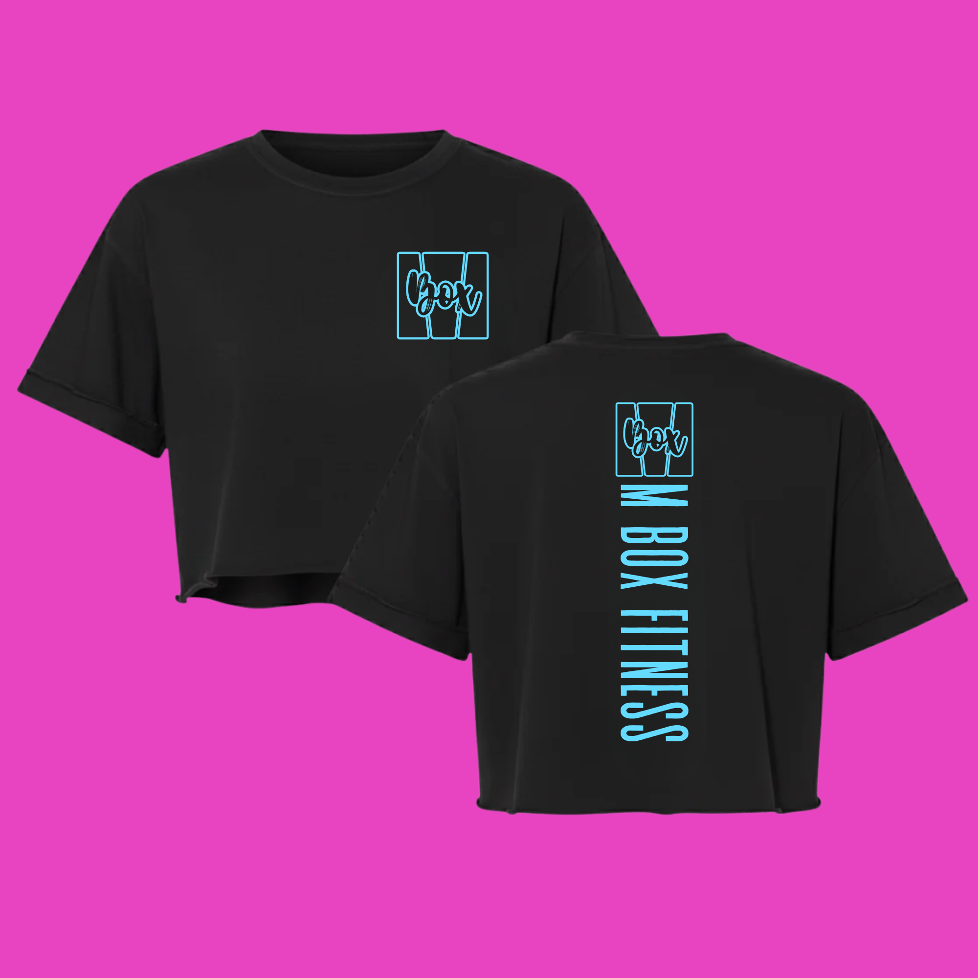 M Box Fitness Logo Cropped Tee in Black