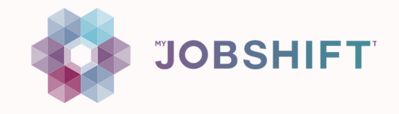 My JobShift logo with hexagon graphic and stylized text