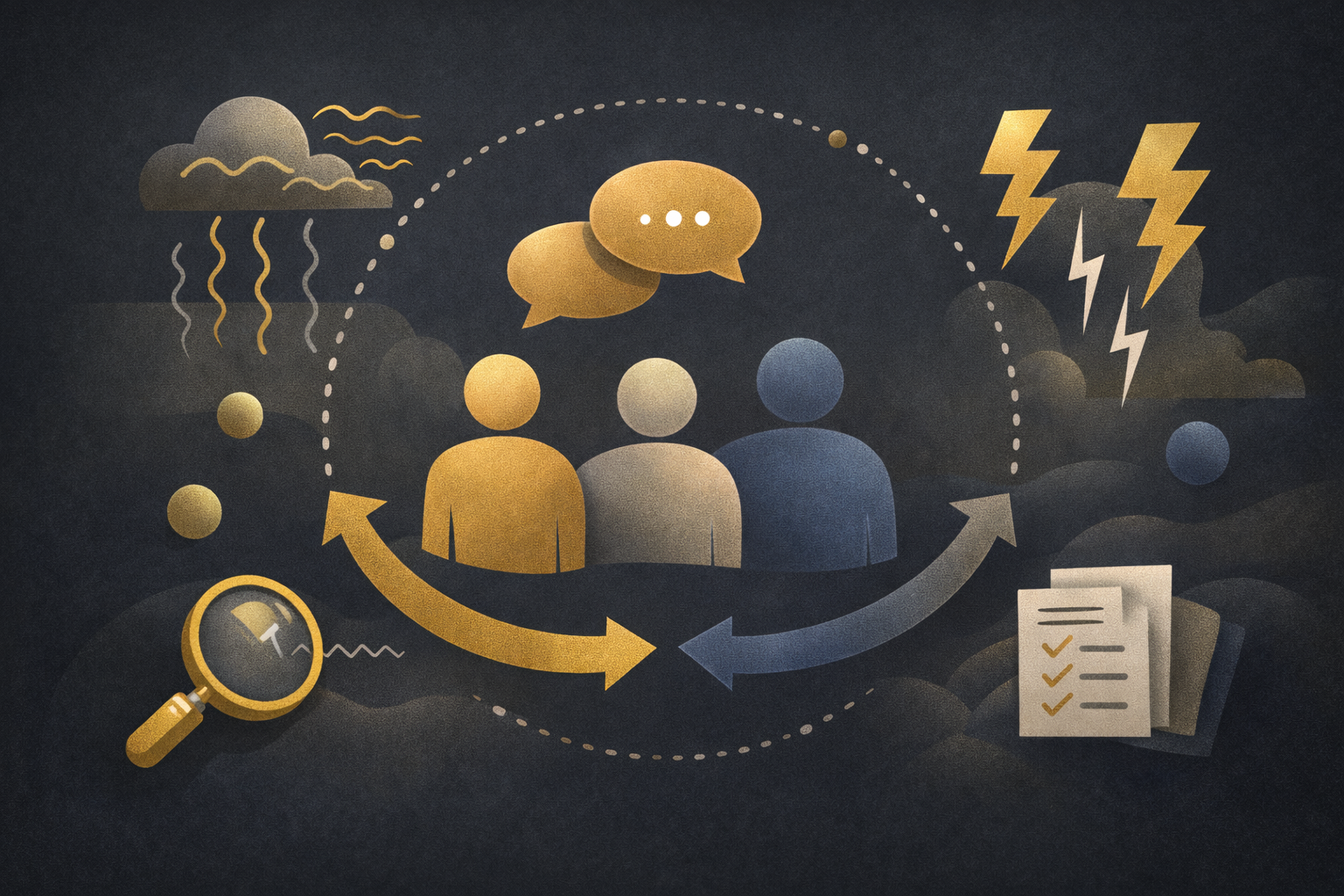Abstract visual diagram representing a team resilience process
