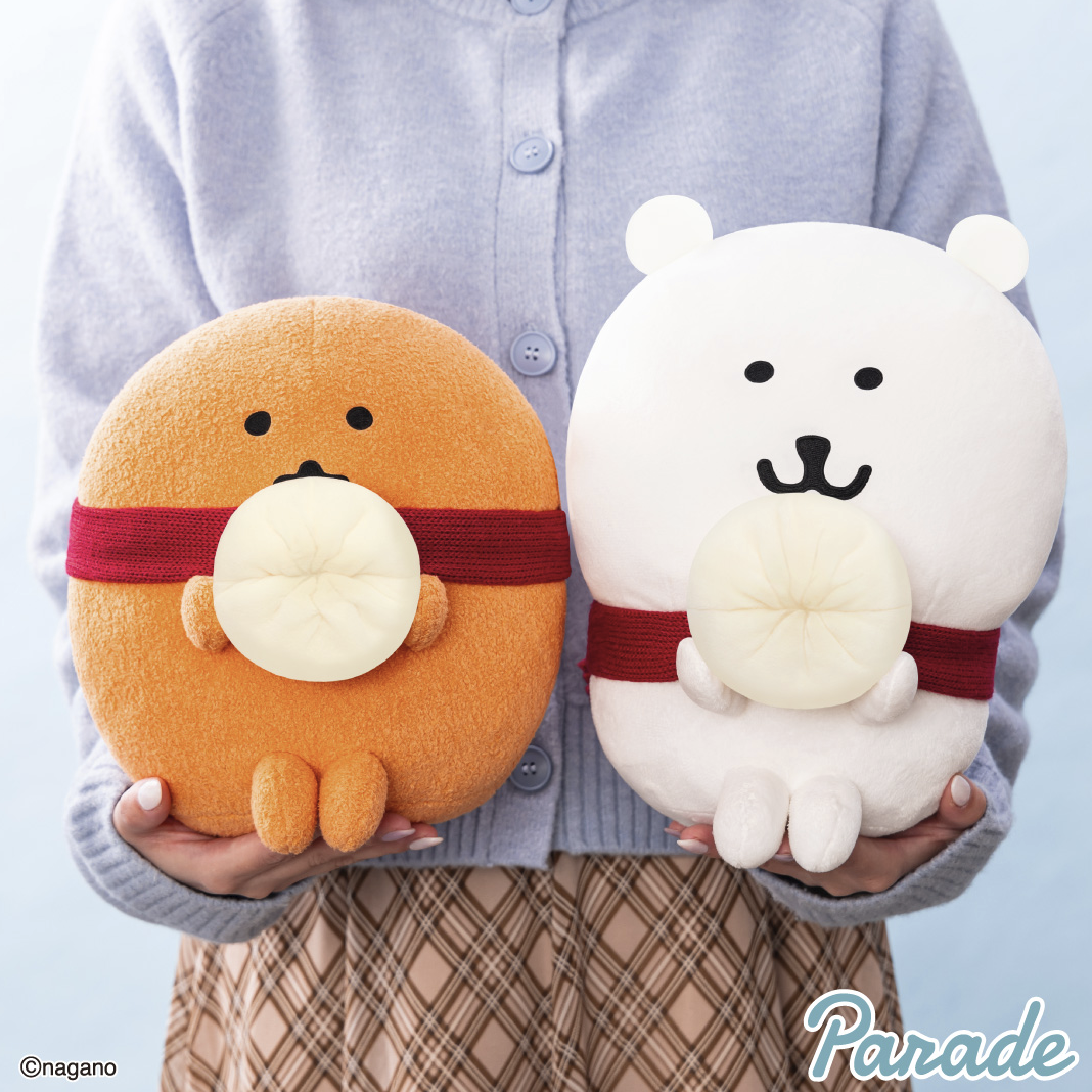 Nagano Characters Red Scarf Joke Bear & Mogura Croquette Big Plush Toy