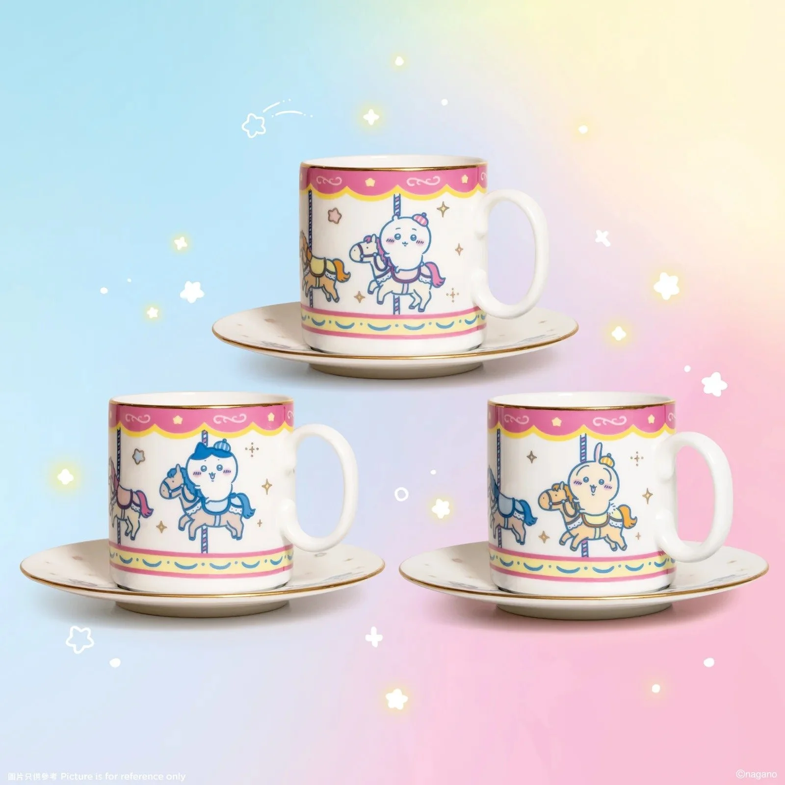 Chiikawa Artiverse HK Exclusive CHIIKAWA-Go-Round Ceramic Cup & Plate Set (3 Sets)