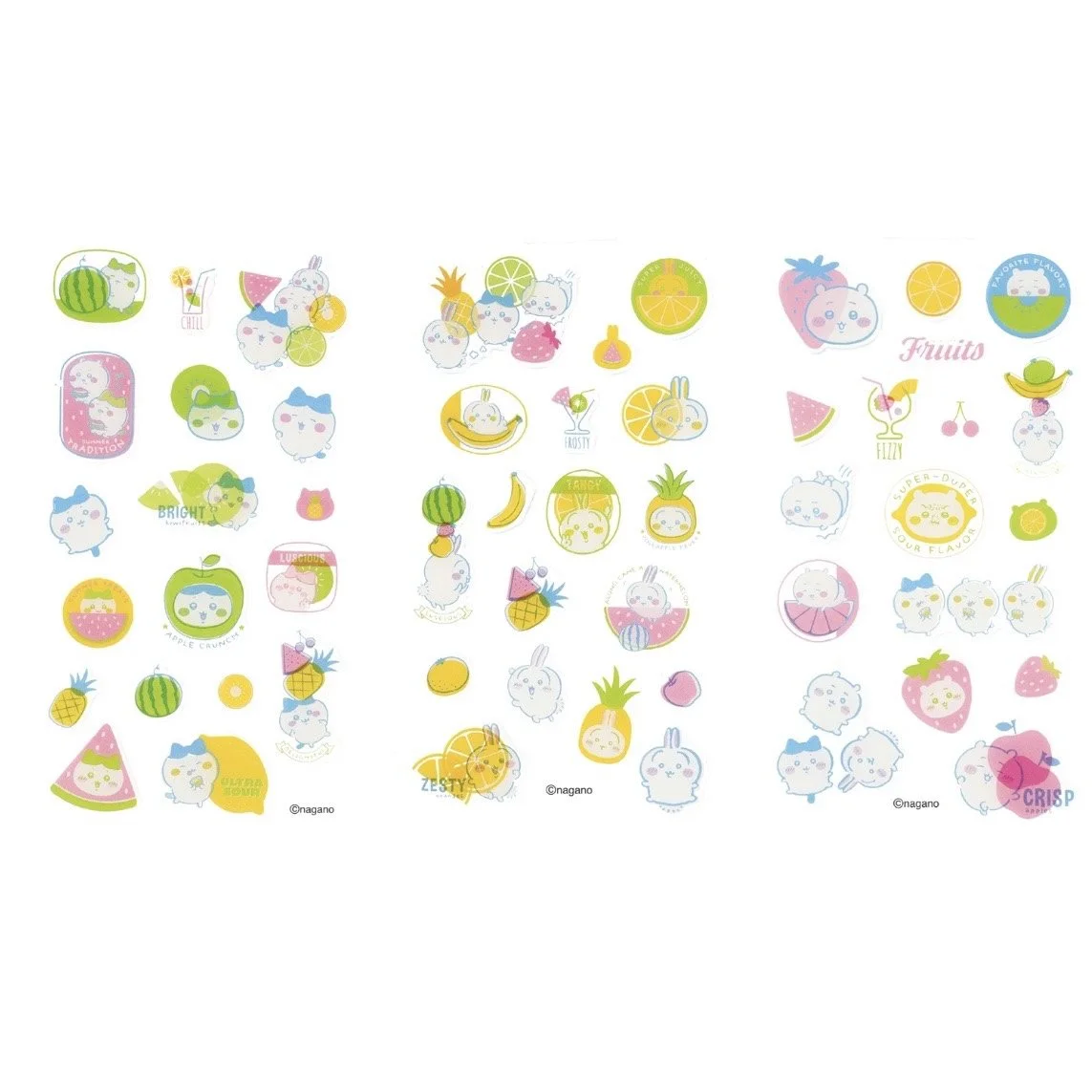 Miniso Chiikawa Fruit Market Series Transparent Sticker Sheet Set