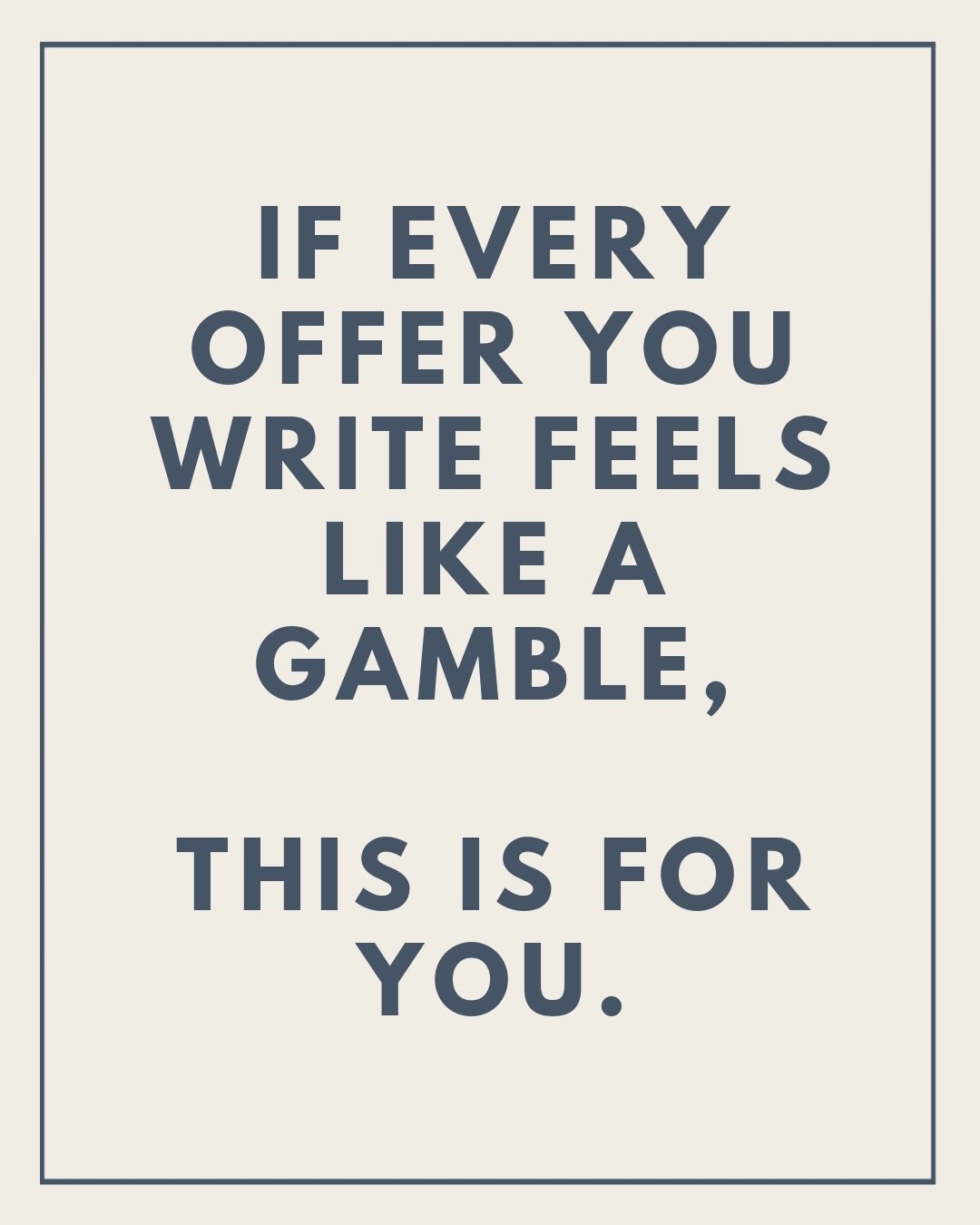 Trust me, it&rsquo;s not the market.

Offers shouldn&rsquo;t feel like rolling dice.
They should feel calculated.

If every offer you write feels like a gamble, it&rsquo;s not just &ldquo;the market.&rdquo;

◾️It&rsquo;s the strategy.
◾️The lender.
◾