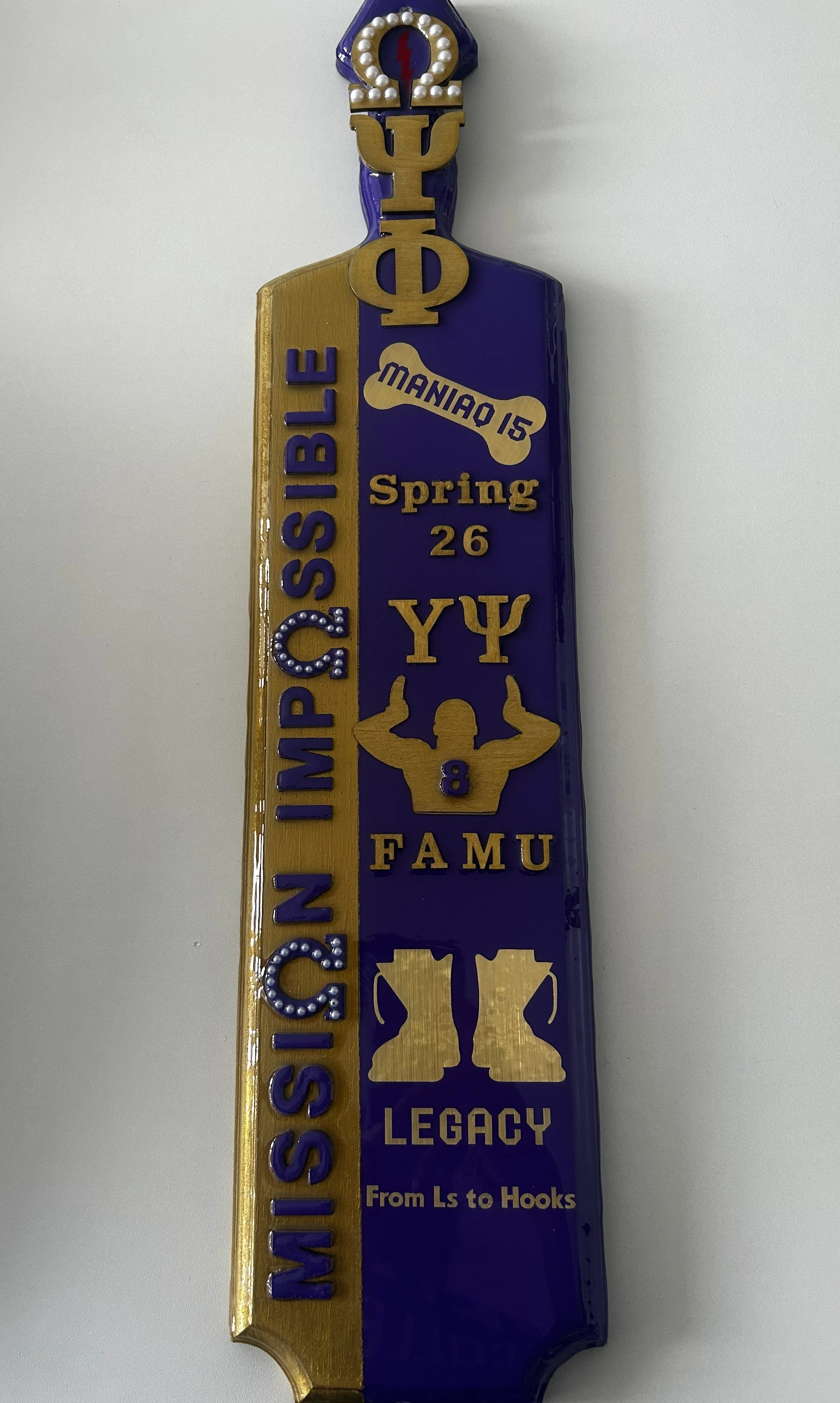 Omega Psi Phi Paddle - Medium (24 inches) full customization with resin finish